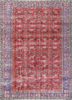 vintage red and orange wool hand knotted Rug - HeadShot vintage red and orange wool hand knotted Rug - HeadShot