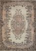vintage beige and brown wool hand knotted Rug - HeadShot
