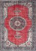 vintage red and orange wool hand knotted Rug - HeadShot vintage red and orange wool hand knotted Rug - HeadShot