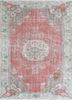 vintage red and orange wool hand knotted Rug - HeadShot