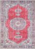 vintage red and orange wool hand knotted Rug - HeadShot