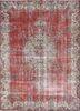 vintage red and orange wool hand knotted Rug - HeadShot