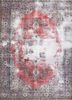 vintage red and orange wool hand knotted Rug - HeadShot