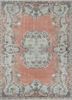 vintage red and orange wool hand knotted Rug - HeadShot