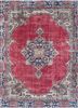vintage red and orange wool hand knotted Rug - HeadShot vintage red and orange wool hand knotted Rug - HeadShot