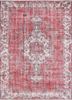 vintage red and orange wool hand knotted Rug - HeadShot