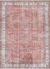 vintage red and orange wool hand knotted Rug - HeadShot