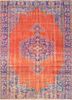 vintage red and orange wool hand knotted Rug - HeadShot