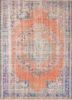 vintage red and orange wool hand knotted Rug - HeadShot