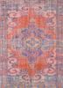 vintage red and orange wool hand knotted Rug - HeadShot