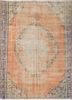 vintage red and orange wool hand knotted Rug - HeadShot