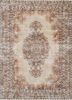 vintage beige and brown wool hand knotted Rug - HeadShot