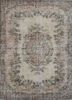 vintage beige and brown wool hand knotted Rug - HeadShot