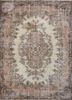 vintage beige and brown wool hand knotted Rug - HeadShot