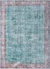 vintage green wool hand knotted Rug - HeadShot
