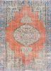 vintage red and orange wool hand knotted Rug - HeadShot