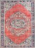 vintage red and orange wool hand knotted Rug - HeadShot