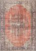 vintage red and orange wool hand knotted Rug - HeadShot