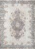 vintage grey and black wool hand knotted Rug - HeadShot