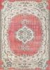 vintage red and orange wool hand knotted Rug - HeadShot