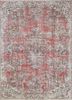 vintage red and orange wool hand knotted Rug - HeadShot
