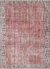 vintage red and orange wool hand knotted Rug - HeadShot