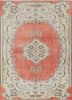 vintage red and orange wool hand knotted Rug - HeadShot vintage red and orange wool hand knotted Rug - HeadShot