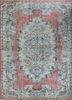 vintage red and orange wool hand knotted Rug - HeadShot