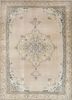 vintage beige and brown wool hand knotted Rug - HeadShot