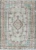 vintage green wool hand knotted Rug - HeadShot