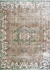 vintage green wool hand knotted Rug - HeadShot