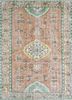 vintage red and orange wool hand knotted Rug - HeadShot