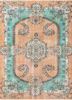 vintage red and orange wool hand knotted Rug - HeadShot