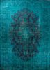 vintage green wool hand knotted Rug - HeadShot