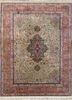 aalam red and orange wool and silk hand knotted Rug - HeadShot aalam red and orange wool and silk hand knotted Rug - HeadShot