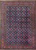 aalam blue wool hand knotted Rug - HeadShot