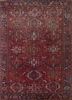 aalam red and orange wool hand knotted Rug - HeadShot