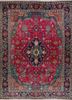 aalam red and orange wool hand knotted Rug - HeadShot