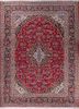 aalam red and orange wool hand knotted Rug - HeadShot