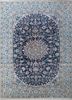 aalam blue wool hand knotted Rug - HeadShot