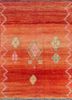 nuray red and orange wool hand knotted Rug - HeadShot