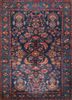 aalam blue wool hand knotted Rug - HeadShot