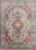 aalam red and orange wool hand knotted Rug - HeadShot