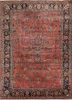 aalam red and orange wool hand knotted Rug - HeadShot