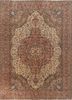 aalam green wool hand knotted Rug - HeadShot