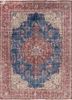 aalam blue wool hand knotted Rug - HeadShot