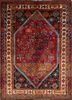 aalam red and orange wool hand knotted Rug - HeadShot