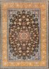 aalam beige and brown wool and silk hand knotted Rug - HeadShot