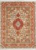 aalam red and orange wool hand knotted Rug - HeadShot