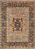 aalam blue wool hand knotted Rug - HeadShot
